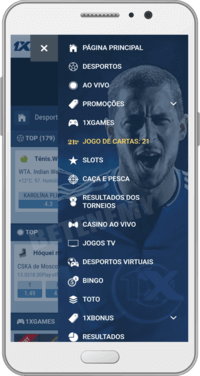 aplicação android 1xbet - cardápio