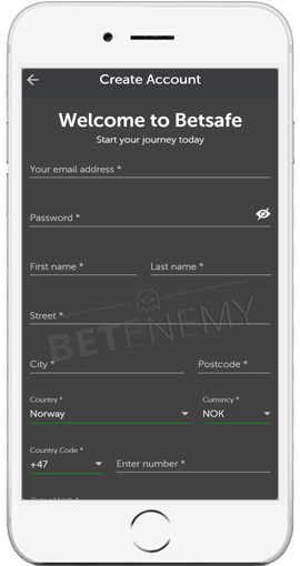 betsafe mobile registration form