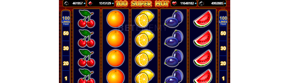 изглед от казино играта 100 Super Hot