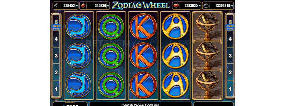 изглед от казино игра Zodiac Wheel