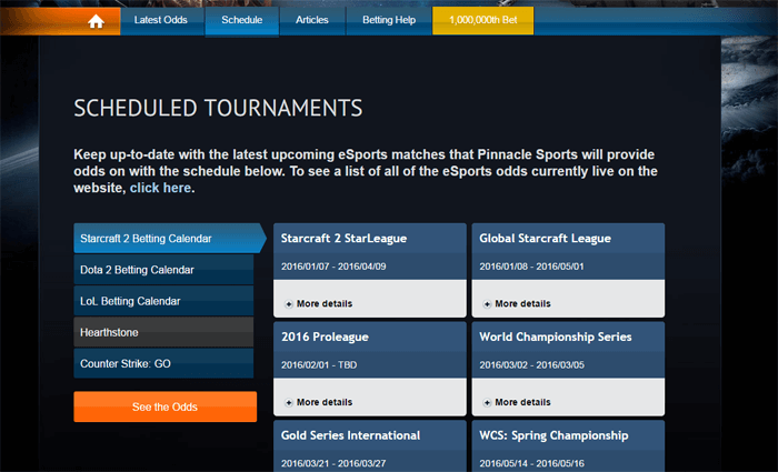 Bets on electronic games at Pinnacle