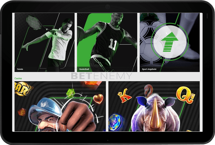Unibet auf einem Tablet